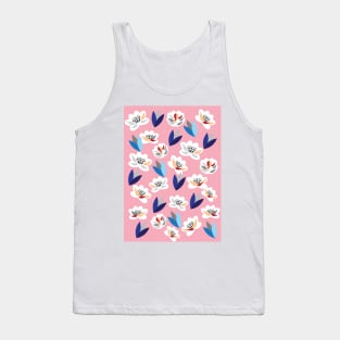 The rose garden. Graphic design of flowers and leaves in a blooming garden. Tank Top